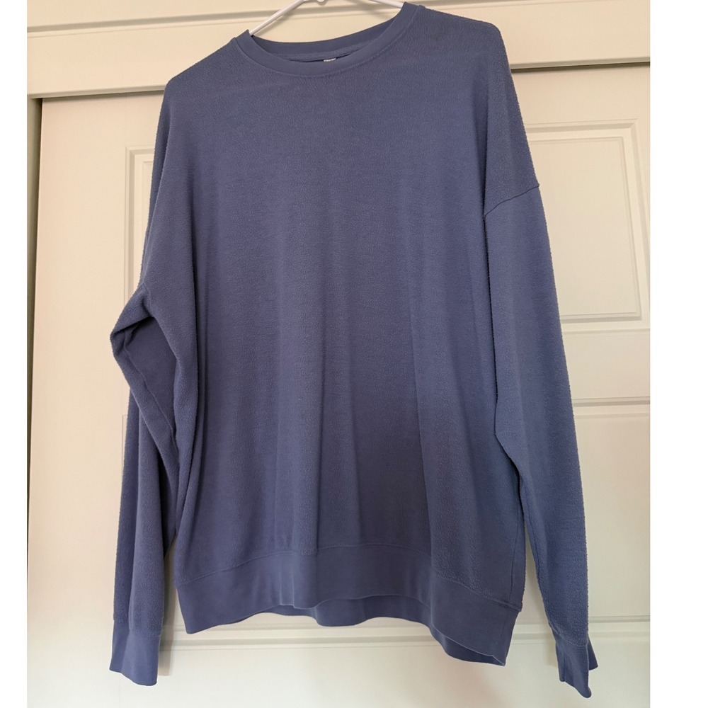 Alo sz L Women Yoga Soho Pullover in Infinity Blue Long Sleeve Soft Comfy Active - Picture 3 of 7